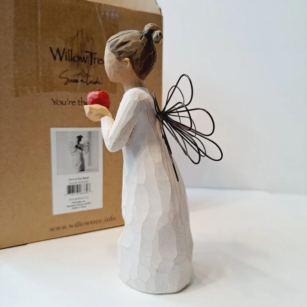 Willow Tree You're the Best Angel Figurine with Apple Box included Teacher Gift - Picture 6 of 13
